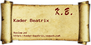 Kader Beatrix névjegykártya